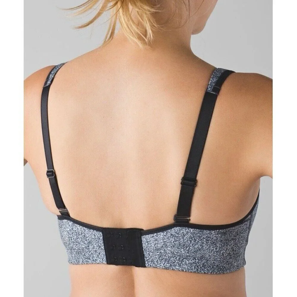 Lululemon Ta Ta Tamer III Rio Mist Black Womens 34DD? Sports Bra EUC Read